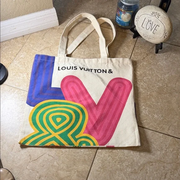 Louis Vuitton Cream Tote with Colorful Lettering - Picture 2 of 4